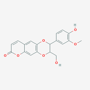 molecular formula C19H16O7 B1255187 2-(4-hydroxy-3-methoxyphenyl)-3-(hydroxymethyl)-2,3-dihydro-7H-pyrano[2,3-g][1,4]benzodioxin-7-one 