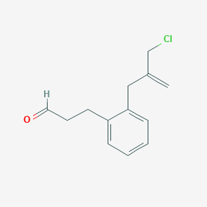 molecular formula C13H15ClO B12551900 Benzenepropanal, 2-[2-(chloromethyl)-2-propenyl]- CAS No. 185196-34-3
