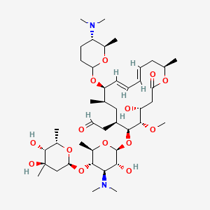 2-[(4R,5S,6S,7R,9R,10R,11E,13E,16R)-6-[(2S,3R,4R,5S,6R)-5-[(2S,4R,5R,6S)-4,5-dihydroxy-4,6-dimethyloxan-2-yl]oxy-4-(dimethylamino)-3-hydroxy-6-methyloxan-2-yl]oxy-10-[(5S,6R)-5-(dimethylamino)-6-methyloxan-2-yl]oxy-4-hydroxy-5-methoxy-9,16-dimethyl-2-oxo-1-oxacyclohexadeca-11,13-dien-7-yl]acetaldehyde