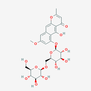 molecular formula C27H32O15 B1255218 5-Hydroxy-8-methoxy-2-methyl-6-[3,4,5-trihydroxy-6-[[3,4,5-trihydroxy-6-(hydroxymethyl)oxan-2-yl]oxymethyl]oxan-2-yl]oxybenzo[g]chromen-4-one CAS No. 24577-90-0