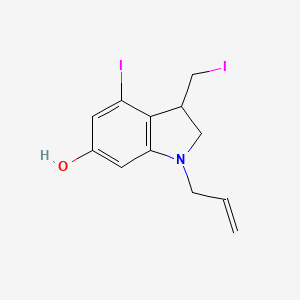 molecular formula C12H13I2NO B12552180 1H-Indol-6-ol, 2,3-dihydro-4-iodo-3-(iodomethyl)-1-(2-propenyl)- CAS No. 144085-19-8