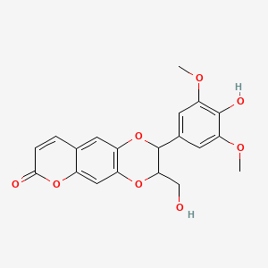 molecular formula C20H18O8 B1255219 2-(4-hydroxy-3,5-dimethoxyphenyl)-3-(hydroxymethyl)-2,3-dihydro-7H-pyrano[2,3-g][1,4]benzodioxin-7-one 