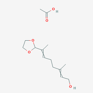 molecular formula C14H24O5 B12552207 Acetic acid;7-(1,3-dioxolan-2-yl)-3-methylocta-2,6-dien-1-ol CAS No. 188568-13-0