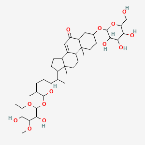 molecular formula C40H64O13 B1255237 17-[1-[6-(3,5-Dihydroxy-4-methoxy-6-methyloxan-2-yl)oxy-5-methyloxan-2-yl]ethyl]-10,13-dimethyl-3-[3,4,5-trihydroxy-6-(hydroxymethyl)oxan-2-yl]oxy-1,2,3,4,5,9,11,12,14,15,16,17-dodecahydrocyclopenta[a]phenanthren-6-one CAS No. 120015-17-0
