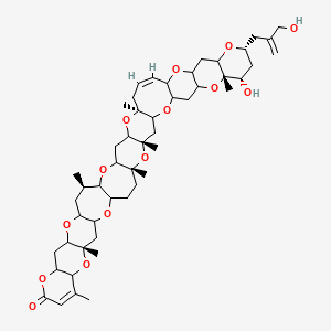 molecular formula C50H72O14 B1255246 (1R,3S,11S,12S,14R,21Z,24S,31R,44S)-12-hydroxy-14-[2-(hydroxymethyl)prop-2-enyl]-1,3,11,24,31,41,44-heptamethyl-2,6,10,15,19,25,29,34,38,43,47-undecaoxaundecacyclo[26.22.0.03,26.05,24.07,20.09,18.011,16.030,48.033,46.035,44.037,42]pentaconta-21,40-dien-39-one 