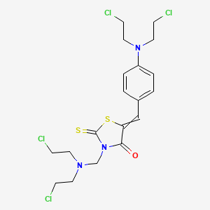 molecular formula C19H23Cl4N3OS2 B12552589 3-[Bis(2-chloroethyl)aminomethyl]-5-[[4-[bis(2-chloroethyl)amino]phenyl]methylidene]-2-sulfanylidene-1,3-thiazolidin-4-one 