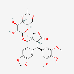 molecular formula C29H32O13 B1255264 (5S,5aR,8aR,9R)-5-[[(2R,4aR,7R,8R,8aS)-7,8-二羟基-2-甲基-4,4a,6,7,8,8a-六氢吡喃并[3,2-d][1,3]二氧杂环-6-基]氧基]-9-(4-羟基-3,5-二甲氧基苯基)-5a,6,8a,9-四氢-5H-[2]苯并呋喃并[6,5-f][1,3]苯并二氧杂环-8-酮 