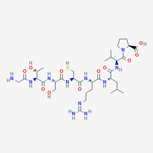 molecular formula C34H61N11O11S B12552796 Glycyl-L-threonyl-L-seryl-L-cysteinyl-N~5~-(diaminomethylidene)-L-ornithyl-L-leucyl-L-valyl-L-proline CAS No. 185460-02-0