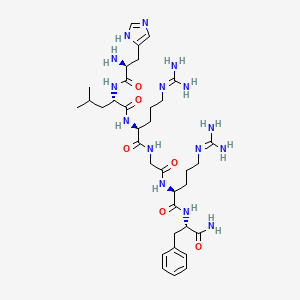 molecular formula C35H57N15O6 B12552965 L-Histidyl-L-leucyl-N~5~-(diaminomethylidene)-L-ornithylglycyl-N~5~-(diaminomethylidene)-L-ornithyl-L-phenylalaninamide CAS No. 185453-87-6