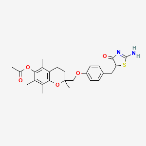molecular formula C26H30N2O5S B12553345 [2-[[4-[(2-Amino-4-oxo-1,3-thiazol-5-yl)methyl]phenoxy]methyl]-2,5,7,8-tetramethyl-3,4-dihydrochromen-6-yl] acetate 