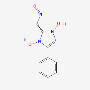 molecular formula C10H9N3O3 B12553379 2-(Nitrosomethylidene)-4-phenyl-1H-imidazole-1,3(2H)-diol CAS No. 142088-86-6