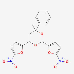 molecular formula C19H16N2O8 B12553469 4-Methyl-2,6-bis(5-nitrofuran-2-yl)-4-phenyl-1,3-dioxane CAS No. 143954-47-6