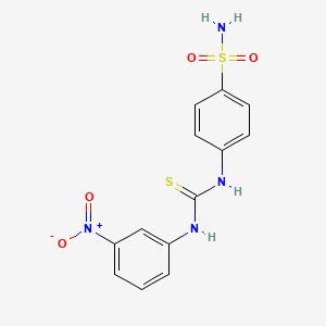 molecular formula C13H12N4O4S2 B12553519 4-{[(3-Nitrophenyl)carbamothioyl]amino}benzene-1-sulfonamide CAS No. 185429-76-9