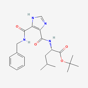 molecular formula C22H30N4O4 B1255362 (2S)-4-methyl-2-[[oxo-[5-[oxo-[(phenylmethyl)amino]methyl]-1H-imidazol-4-yl]methyl]amino]pentanoic acid tert-butyl ester 