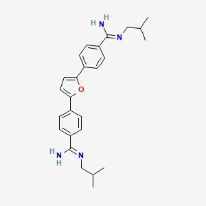 molecular formula C26H32N4O B12553676 Benzenecarboximidamide, 4,4'-(2,5-furandiyl)bis[N-(2-methylpropyl)- CAS No. 192525-48-7