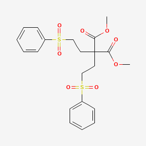 molecular formula C21H24O8S2 B12553725 Dimethyl bis[2-(benzenesulfonyl)ethyl]propanedioate CAS No. 181186-14-1