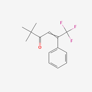 molecular formula C14H15F3O B12553757 6,6,6-Trifluoro-2,2-dimethyl-5-phenylhex-4-en-3-one CAS No. 146801-35-6