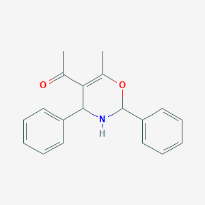 molecular formula C19H19NO2 B12553955 Ethanone, 1-(3,4-dihydro-6-methyl-2,4-diphenyl-2H-1,3-oxazin-5-yl)- CAS No. 144221-98-7