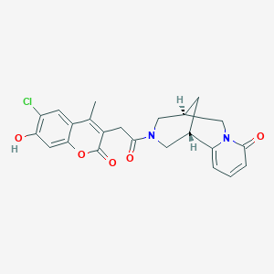 molecular formula C23H21ClN2O5 B1255409 (1S,5R)-3-[(6-chloro-7-hydroxy-4-methyl-2-oxo-2H-chromen-3-yl)acetyl]-1,2,3,4,5,6-hexahydro-8H-1,5-methanopyrido[1,2-a][1,5]diazocin-8-one 
