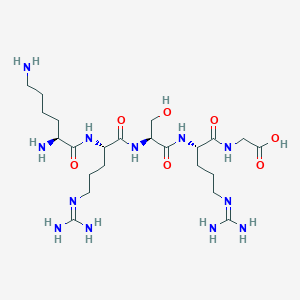molecular formula C23H46N12O7 B12554319 L-Lysyl-N~5~-(diaminomethylidene)-L-ornithyl-L-seryl-N~5~-(diaminomethylidene)-L-ornithylglycine CAS No. 193613-76-2