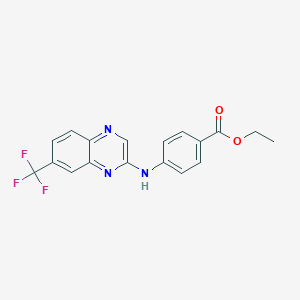 molecular formula C18H14F3N3O2 B12554369 Ethyl 4-[[7-(trifluoromethyl)quinoxalin-2-yl]amino]benzoate CAS No. 194423-88-6