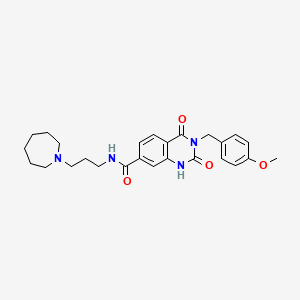 molecular formula C26H32N4O4 B1255440 N-[3-(1-azepanyl)propyl]-3-[(4-methoxyphenyl)methyl]-2,4-dioxo-1H-quinazoline-7-carboxamide 