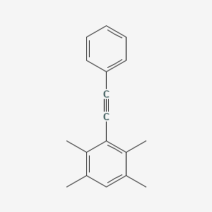 molecular formula C18H18 B12554501 Benzene, 1,2,4,5-tetramethyl-3-(phenylethynyl)- CAS No. 148101-03-5