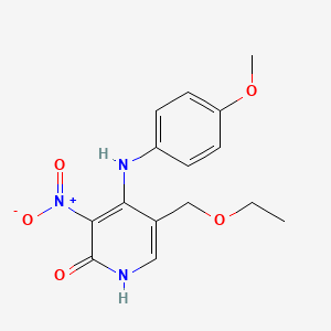 molecular formula C15H17N3O5 B12554548 5-(Ethoxymethyl)-4-(4-methoxyanilino)-3-nitropyridin-2(1H)-one CAS No. 142893-94-5