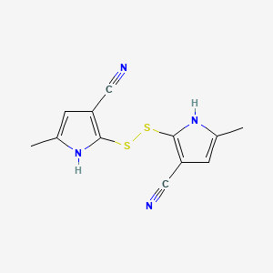 molecular formula C12H10N4S2 B12554552 1H-Pyrrole-3-carbonitrile, 2,2'-dithiobis[5-methyl- CAS No. 144294-73-5
