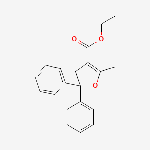 molecular formula C20H20O3 B12554557 3-Furancarboxylic acid, 4,5-dihydro-2-methyl-5,5-diphenyl-, ethyl ester CAS No. 148355-33-3