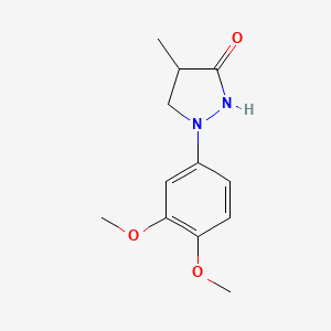 molecular formula C12H16N2O3 B12554561 1-(3,4-Dimethoxyphenyl)-4-methylpyrazolidin-3-one CAS No. 194204-65-4