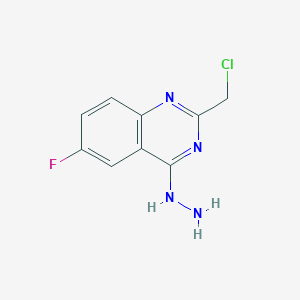 molecular formula C9H8ClFN4 B12554589 2-(Chloromethyl)-6-fluoro-4-hydrazinylquinazoline CAS No. 147003-99-4