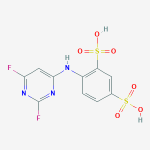 molecular formula C10H7F2N3O6S2 B12554598 4-[(2,6-Difluoropyrimidin-4-yl)amino]benzene-1,3-disulfonic acid CAS No. 194366-86-4
