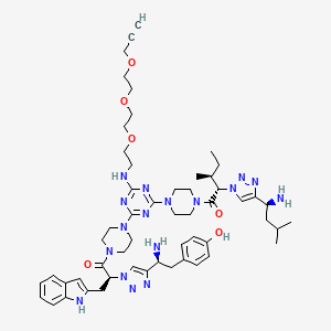 (2S,3S)-1-[4-[4-[4-[(2S)-2-[4-[(1S)-1-amino-2-(4-hydroxyphenyl)ethyl]triazol-1-yl]-3-(1H-indol-2-yl)propanoyl]piperazin-1-yl]-6-[2-[2-(2-prop-2-ynoxyethoxy)ethoxy]ethylamino]-1,3,5-triazin-2-yl]piperazin-1-yl]-2-[4-[(1S)-1-amino-3-methylbutyl]triazol-1-yl]-3-methylpentan-1-one