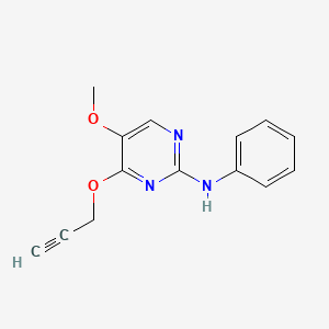 molecular formula C14H13N3O2 B12554757 5-Methoxy-N-phenyl-4-[(prop-2-yn-1-yl)oxy]pyrimidin-2-amine CAS No. 142384-11-0