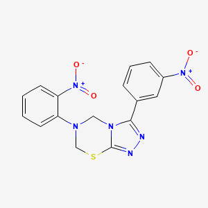 molecular formula C16H12N6O4S B12554765 6-(2-Nitrophenyl)-3-(3-nitrophenyl)-5,7-dihydro-[1,2,4]triazolo[3,4-b][1,3,5]thiadiazine 