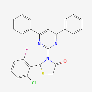 molecular formula C25H17ClFN3OS B1255480 2-(2-Chloro-6-fluoro-phenyl)-3-(4,6-diphenylpyrimidin-2-yl)thiazolidin-4-one 