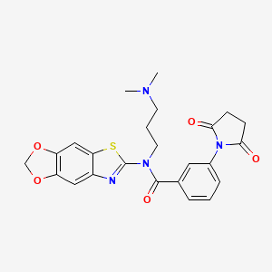molecular formula C24H24N4O5S B1255489 N-[3-(dimethylamino)propyl]-N-([1,3]dioxolo[4,5-f][1,3]benzothiazol-6-yl)-3-(2,5-dioxo-1-pyrrolidinyl)benzamide 
