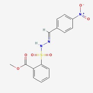 molecular formula C15H13N3O6S B12554891 Methyl 2-((((4-nitrophenyl)methylene)hydrazino)sulfonyl)benzoate CAS No. 145865-91-4