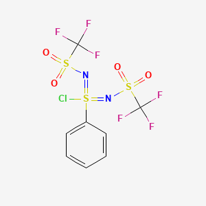 molecular formula C8H5ClF6N2O4S3 B12554904 N,N'-Bis(trifluoromethanesulfonyl)benzenesulfonodiimidoyl chloride CAS No. 143921-27-1