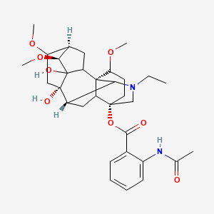 molecular formula C32H44N2O8 B1255493 [(1S,4S,5R,8S,9S,13S)-11-ethyl-3,8-dihydroxy-4,6,16-trimethoxy-11-azahexacyclo[7.7.2.12,5.01,10.03,8.013,17]nonadecan-13-yl] 2-acetamidobenzoate 