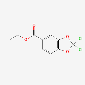 molecular formula C10H8Cl2O4 B12554946 Ethyl 2,2-dichlorobenzo[d][1,3]dioxole-5-carboxylate CAS No. 142415-57-4