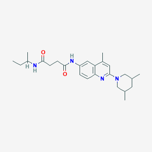 molecular formula C25H36N4O2 B1255540 N'-butan-2-yl-N-[2-(3,5-dimethyl-1-piperidinyl)-4-methyl-6-quinolinyl]butanediamide 