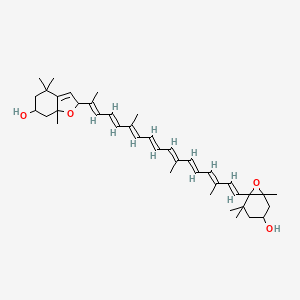 molecular formula C40H56O4 B1255583 2-[(2E,4E,6E,8E,10E,12E,14E,16E)-17-(4-hydroxy-2,2,6-trimethyl-7-oxabicyclo[4.1.0]heptan-1-yl)-6,11,15-trimethylheptadeca-2,4,6,8,10,12,14,16-octaen-2-yl]-4,4,7a-trimethyl-2,5,6,7-tetrahydro-1-benzofuran-6-ol 