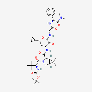 molecular formula C39H58N6O8 B1255596 tert-butyl N-[(1S)-1-[(1S,4S,5R)-4-[[1-(2-cyclopropylethyl)-3-[[2-[[(1S)-2-(dimethylamino)-2-oxo-1-phenyl-ethyl]amino]-2-oxo-ethyl]amino]-2,3-dioxo-propyl]carbamoyl]-6,6-dimethyl-3-azabicyclo[3.1.0]hexane-3-carbonyl]-2,2-dimethyl-propyl]carbamate 