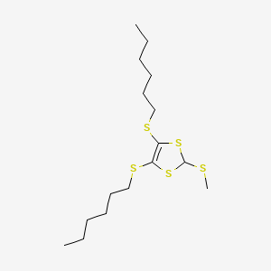 molecular formula C16H30S5 B12556480 4,5-Bis(hexylsulfanyl)-2-(methylsulfanyl)-2H-1,3-dithiole CAS No. 149468-15-5