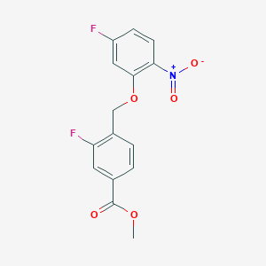 molecular formula C15H11F2NO5 B12556498 Methyl 3-fluoro-4-[(5-fluoro-2-nitrophenoxy)methyl]benzoate CAS No. 159471-61-1