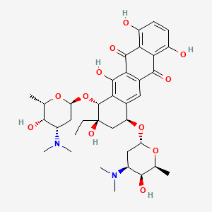 molecular formula C36H48N2O12 B1255651 (7S,9R,10R)-7,10-bis[[(2S,4S,5S,6S)-4-(dimethylamino)-5-hydroxy-6-methyloxan-2-yl]oxy]-9-ethyl-1,4,9,11-tetrahydroxy-8,10-dihydro-7H-tetracene-5,12-dione 