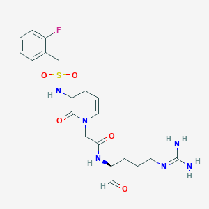 molecular formula C20H27FN6O5S B12556527 N-{(2S)-5-[(Diaminomethylidene)amino]-1-oxopentan-2-yl}-2-[3-{[(2-fluorophenyl)methanesulfonyl]amino}-2-oxo-3,4-dihydropyridin-1(2H)-yl]acetamide CAS No. 179524-67-5