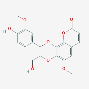 molecular formula C20H18O8 B1255659 2-(4-Hydroxy-3-methoxyphenyl)-3-(hydroxymethyl)-5-methoxy-2,3-dihydropyrano[3,2-h][1,4]benzodioxin-9-one 